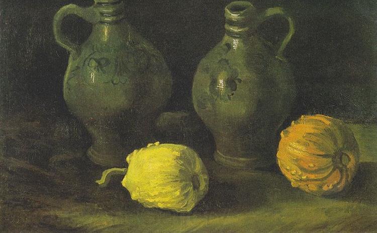 Vincent Van Gogh Still life with two jugs and pumpkins Norge oil painting art